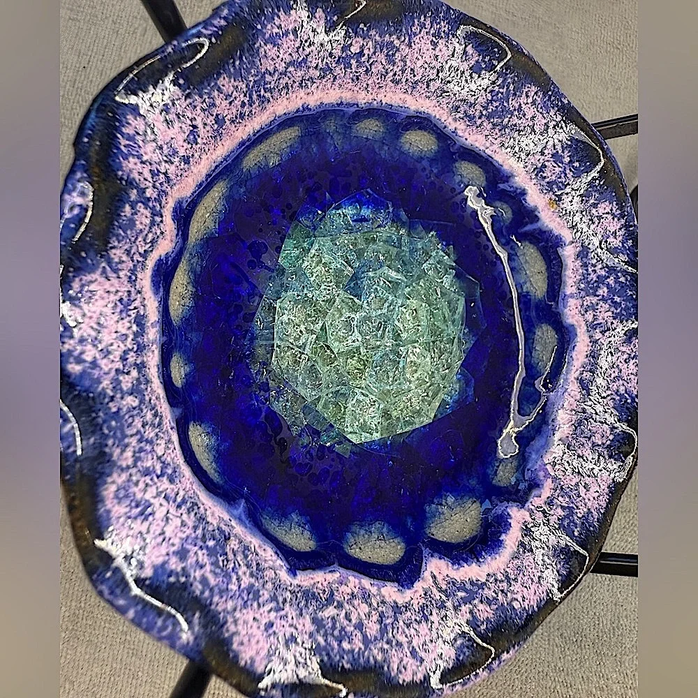 Trinket Dish - Fused Glass Art Pottery Purple/Blue Dish - USA, Down To Earth - Picture 6 of 16